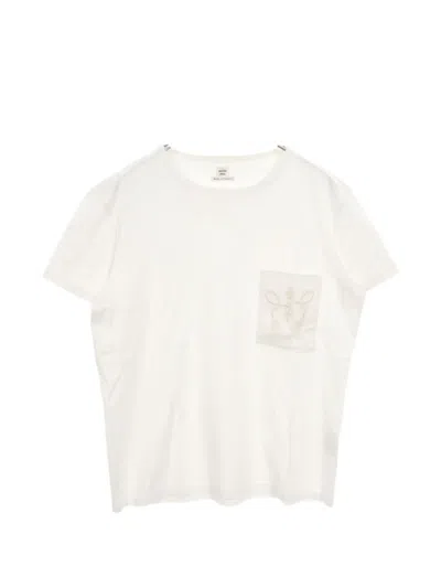 Pre-owned Hermes 2010s Embroidery Crew-neck T-shirt In White