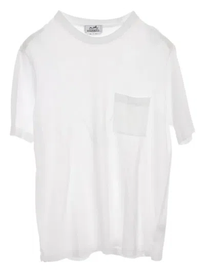 Pre-owned Hermes 2010s Embroidery-pocket T-shirt In White