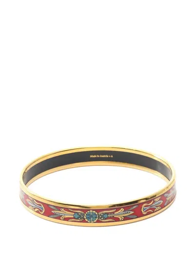 Pre-owned Hermes 2010s Enamel Bangle Bracelet In Gold