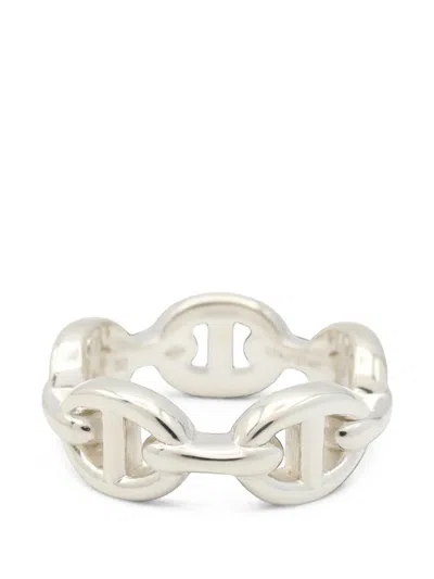 Pre-owned Hermes 2010s Enchene Pm Ring In Silver