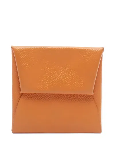 Pre-owned Hermes 2010s Engraved Bastia Coin Wallet In Orange