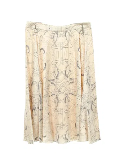 Pre-owned Hermes 2010s Eperon D'or Midi Skirt In Neutrals