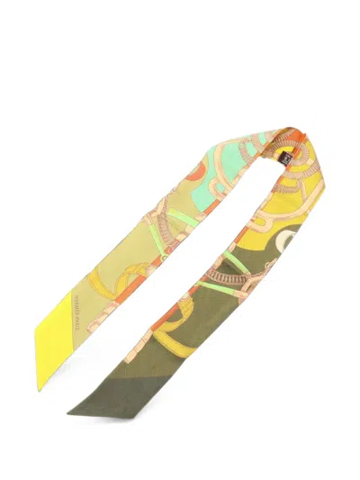Pre-owned Hermes 2010s Eperon D'or Ribbon Scarf In Yellow