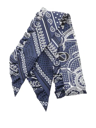 Pre-owned Hermes 2010s Eperon D'or Scarf In Blue