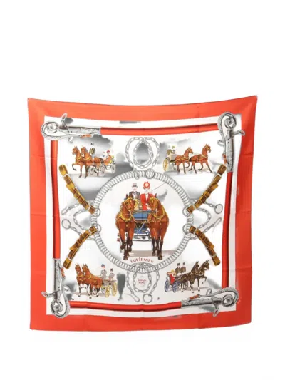Pre-owned Hermes 2010s Equipages Scarf In Red