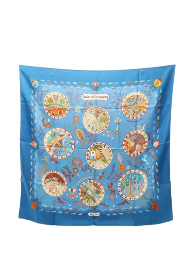 Pre-owned Hermes 2010s Escales Méditerranéennes Scarf In Blue