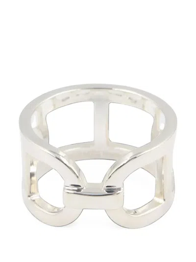 Pre-owned Hermes 2010s Everchaine D'ancre Ring In Silver