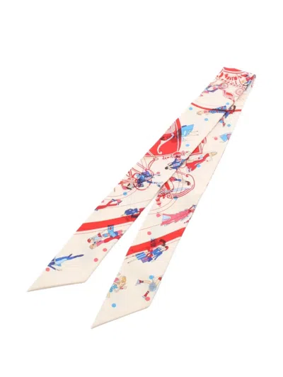 Pre-owned Hermes 2010s Ex-libris Les Parisiennes Ribbon Scarf In Neutral