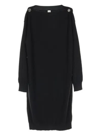 Pre-owned Hermes 2010s Exlibris Knitted Dress In Black