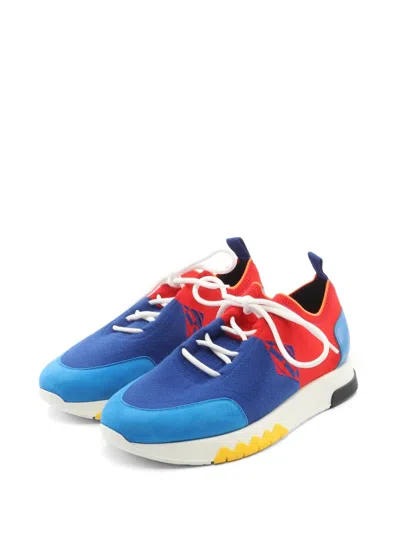 Pre-owned Hermes 2010s Exploit Knit Sneakers In Blue