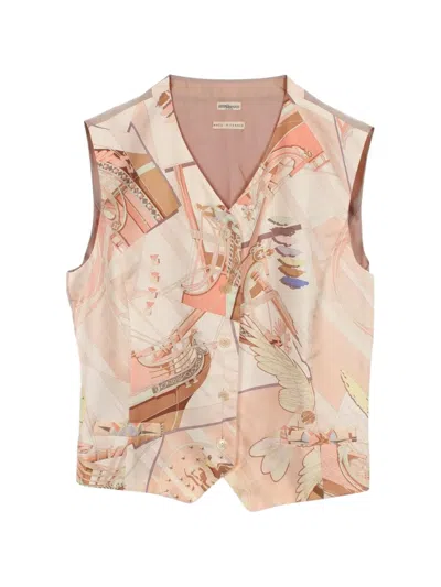 Pre-owned Hermes 2010s Face Au Large Silk Vest In Neutrals
