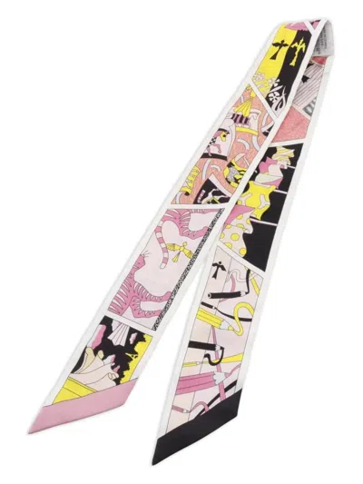 Pre-owned Hermes 2010s Factory Suite Ribbon Scarf In White
