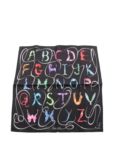 Pre-owned Hermes 2010s Faune Lettre Silk Scarf In Black