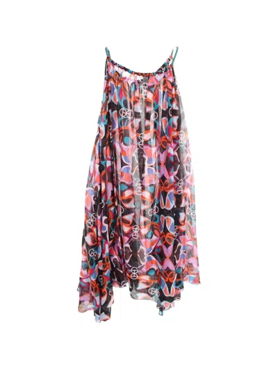 Pre-owned Hermes 2010s Fleurs Miroir H Rond Mini Dress In Black