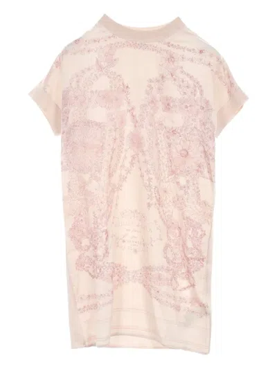 Pre-owned Hermes 2010s Floral-print Silk Dress In Pink