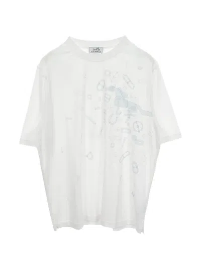 Pre-owned Hermes 2010s Fragments Equestres T-shirt In White