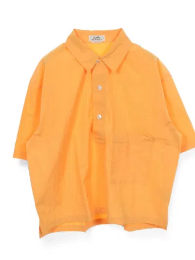 Pre-owned Hermes 2010s Front-pocket Short-sleeved Polo Shirt In Orange