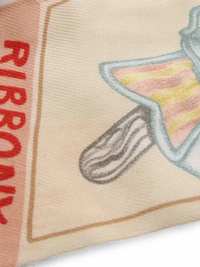 Pre-owned Hermes 2010s Funny Ice Cream Twilly Scarf In Neutral