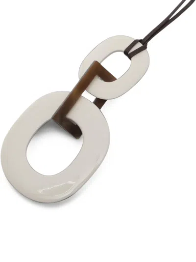 Pre-owned Hermes 2010s Gala Buffalo Horn Necklace In White