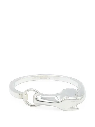Pre-owned Hermes 2010s Gallop Bangle In Silver