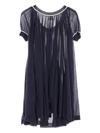 Pre-owned Hermes 2010s Gathered-detail Dress In Blue