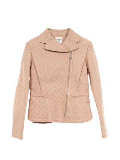 Pre-owned Hermes 2010s Geometric-pattern Leather Jacket In Neutrals