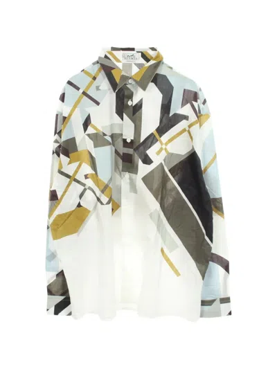 Pre-owned Hermes 2010s Geometric-print Shirt In White