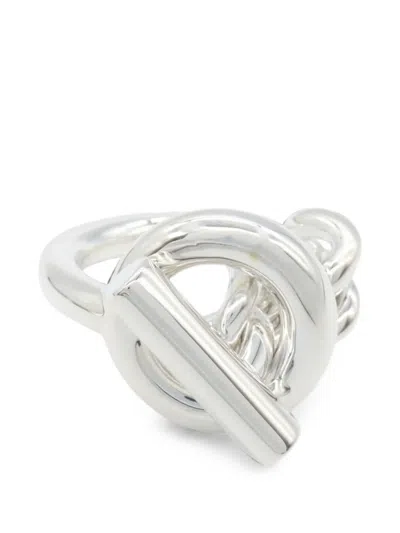 Pre-owned Hermes 2010s Gm Croisette Ring In Silver