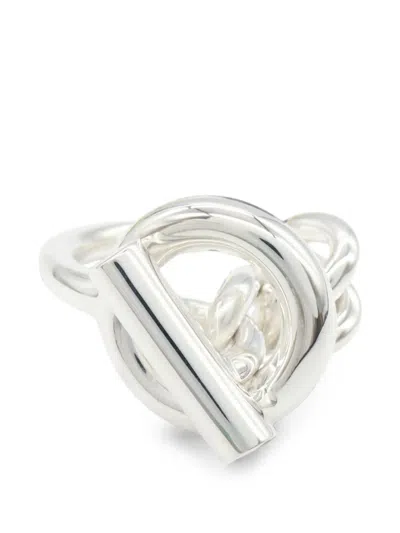 Pre-owned Hermes 2010s Gm Croisette Ring In Silver