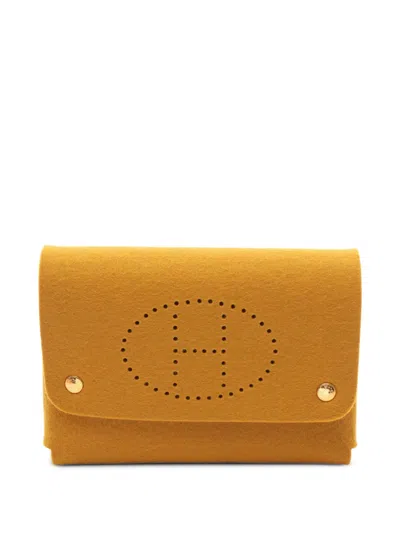 Pre-owned Hermes 2010s Gm Étui Cartes Card Holder In Yellow