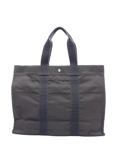 Pre-owned Hermes 2010s Gm Herline Tote Bag In Gray