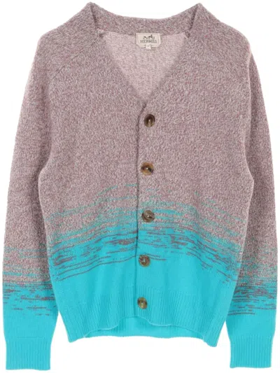 Pre-owned Hermes 2010s Gradient Effect Cardigan In Blue