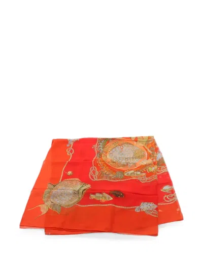 Pre-owned Hermes 2010s Grands Fonds Scarf In Orange