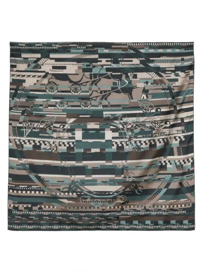 Pre-owned Hermes 2010s  Graphic-print Scarf In Neutrals