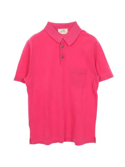 Pre-owned Hermes 2010s H Embroidery Polo Shirt In Pink