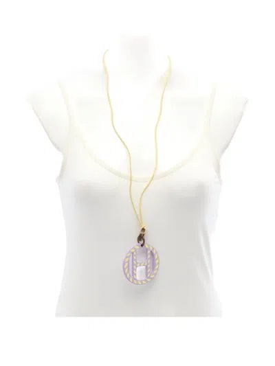 Pre-owned Hermes 2010s H Equip Buffalo Horn Necklace In Purple