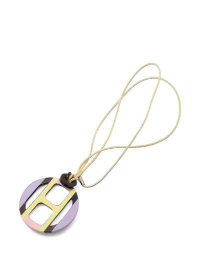Pre-owned Hermes 2010s H Equip Lacquer Necklace In Yellow