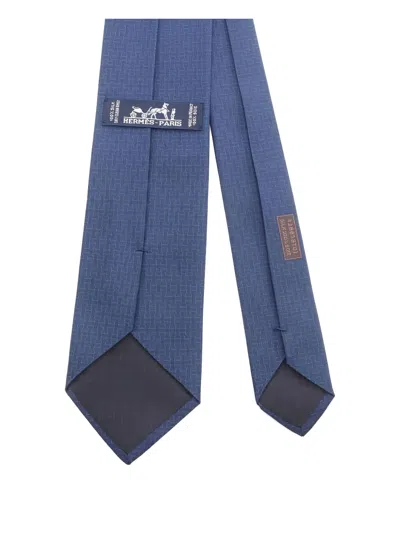 Pre-owned Hermes 2010s H Logo Embroidery Tie In Blue