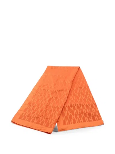 Pre-owned Hermes 2010s H Logo Scarf In Orange
