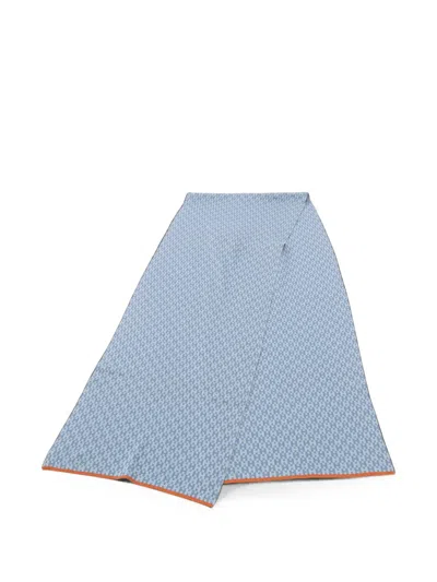 Pre-owned Hermes 2010s H Pattern Shawl In Blue
