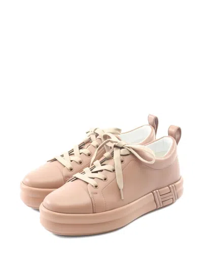 Pre-owned Hermes 2010s Happy Leather Sneakers In Brown