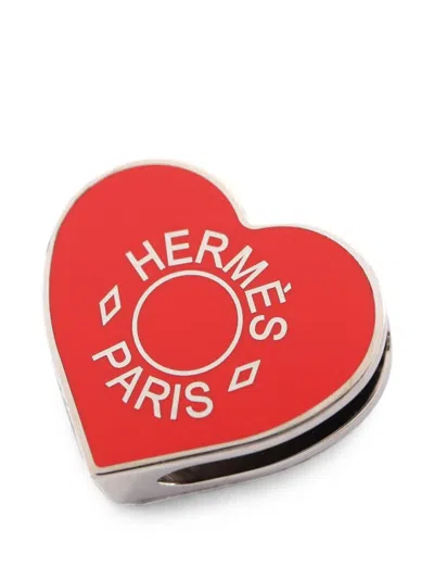 Pre-owned Hermes 2010s Heart Scarf Ring In Silver