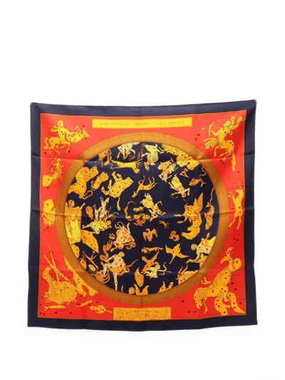Pre-owned Hermes 2010s Hemispharium Coeli Boreale Scarf In Blue