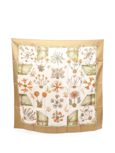 Pre-owned Hermes 2010s Herbier De Gavarnie Scarf In White