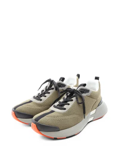 Pre-owned Hermes 2010s Heroes Knit Sneakers In Neutrals