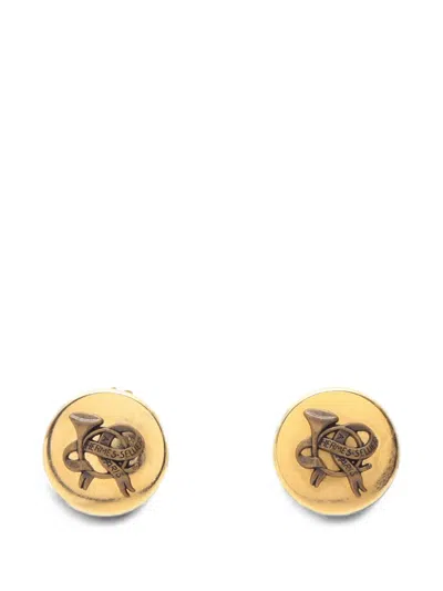 Pre-owned Hermes 2010s Horn Round Earrings In Gold