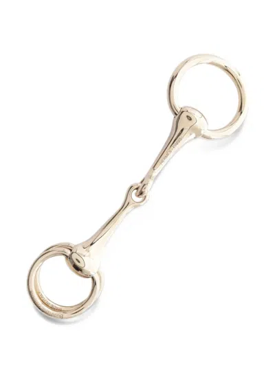 Pre-owned Hermes 2010s Horsebit Scarf Ring In Gold