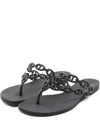 Pre-owned Hermes 2010s Island Chain Sandals In Black