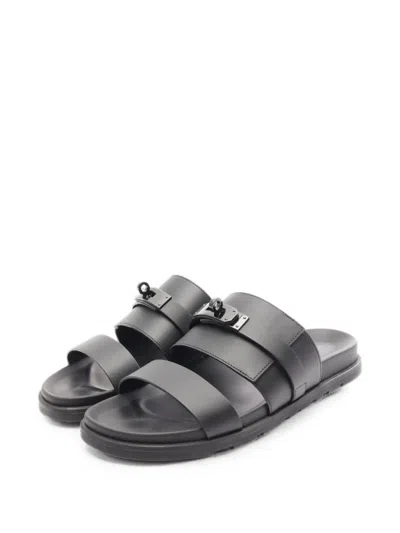 Pre-owned Hermes 2010s Jackson Kelly Slide Sandals In Black