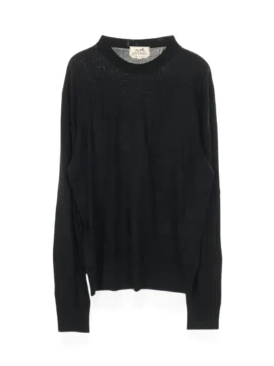 Pre-owned Hermes 2010s Jeu De Point Arne Sweater In Black